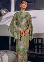 Green Embroidered Organza Salwar Kameez (3-Piece) - Image 3