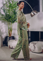 Green Embroidered Organza Salwar Kameez (3-Piece) - Image 4