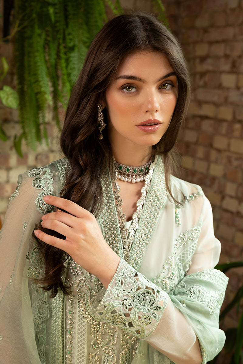 Mint Green Embroidered Organza Salwar Kameez (3-Piece) - Image 4