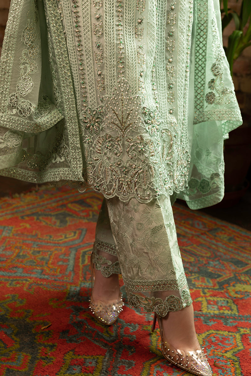 Mint Green Embroidered Organza Salwar Kameez (3-Piece) - Image 6