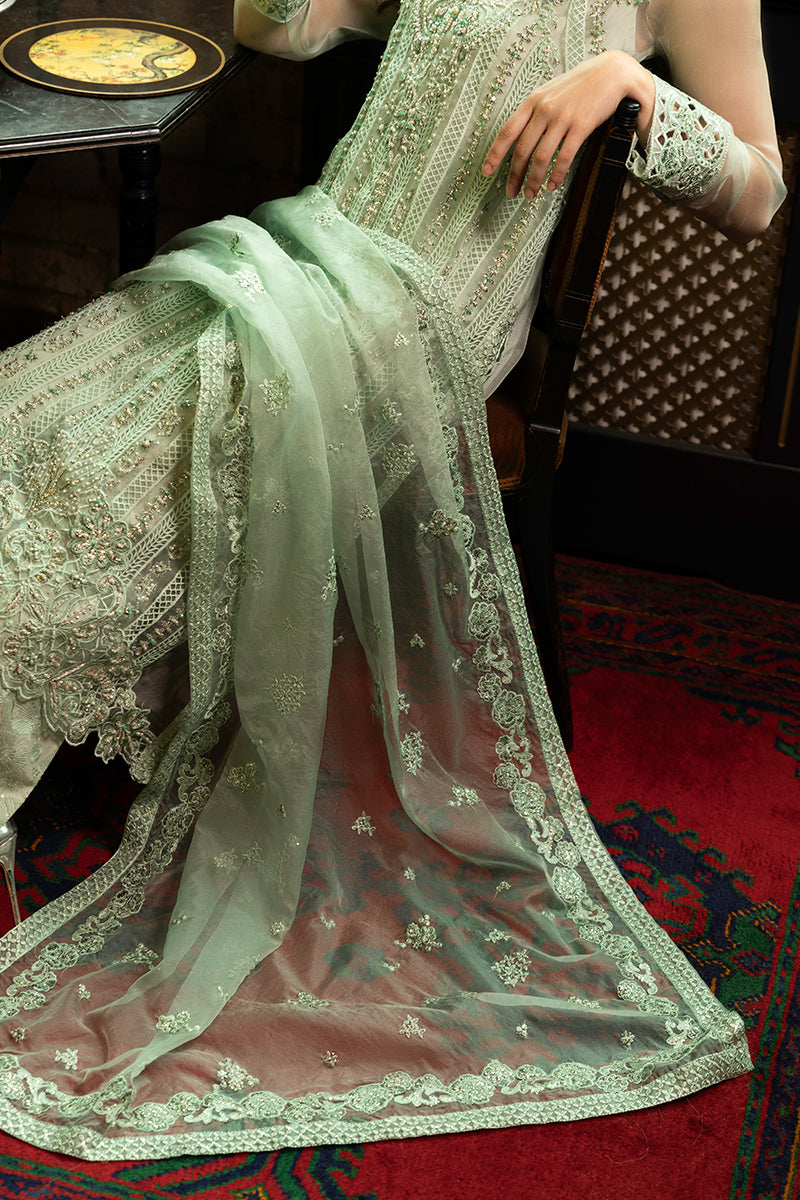 Mint Green Embroidered Organza Salwar Kameez (3-Piece) - Image 7