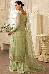 Mint Green Embroidered Net & Organza Suit (3-Piece) - Image 10