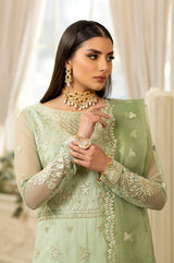 Mint Green Embroidered Net & Organza Suit (3-Piece) - Image 5