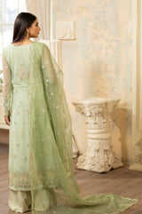 Mint Green Embroidered Net & Organza Suit (3-Piece) - Image 8