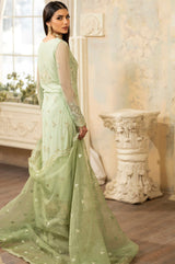 Mint Green Embroidered Net & Organza Suit (3-Piece) - Image 9