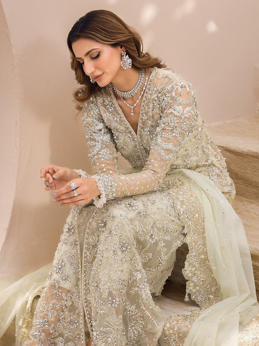 Pista Green Hand-Embellished Raw Silk Salwar Kameez (3-Piece) - Image 12