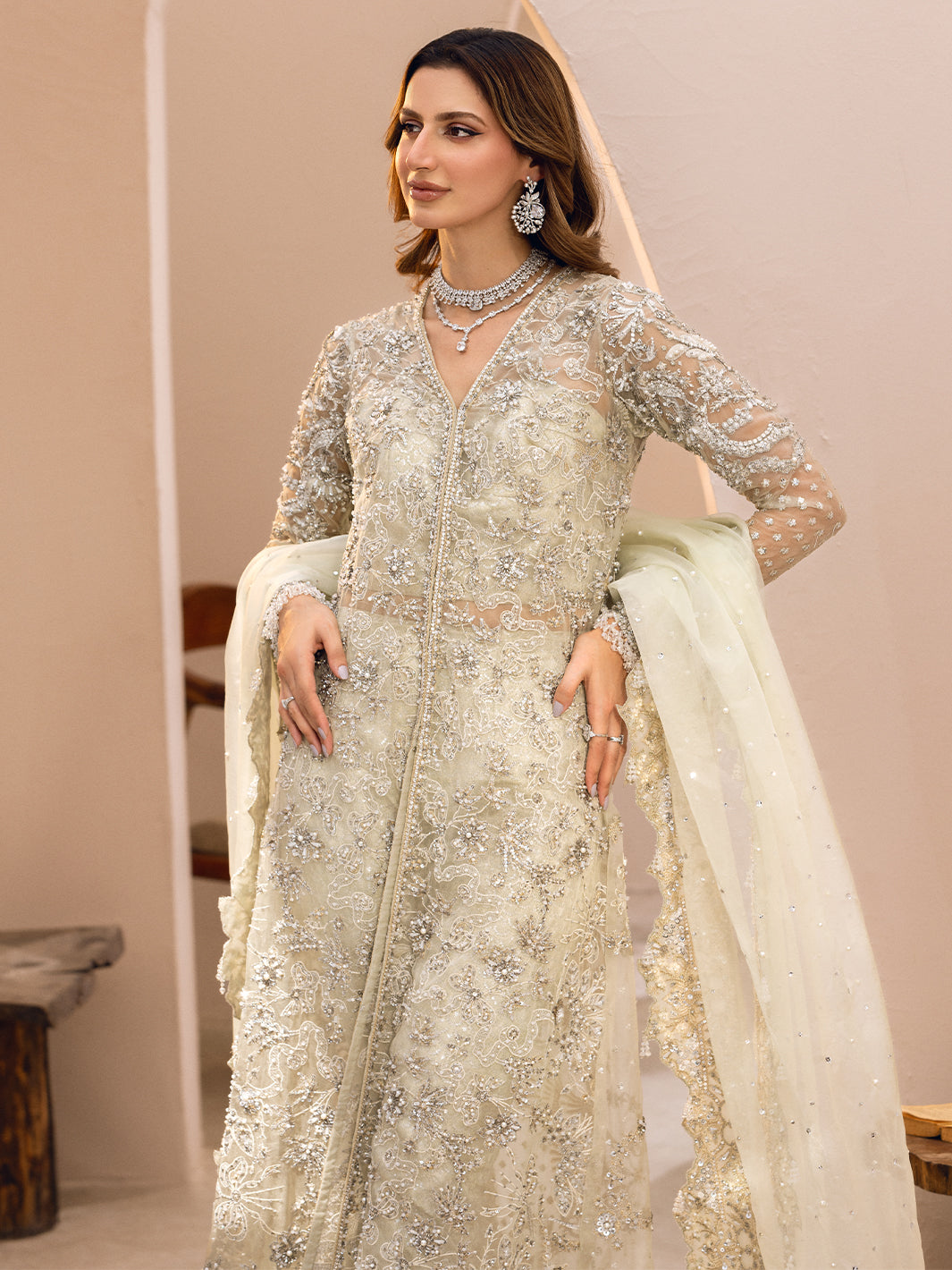 Pista Green Hand-Embellished Raw Silk Salwar Kameez (3-Piece) - Image 7