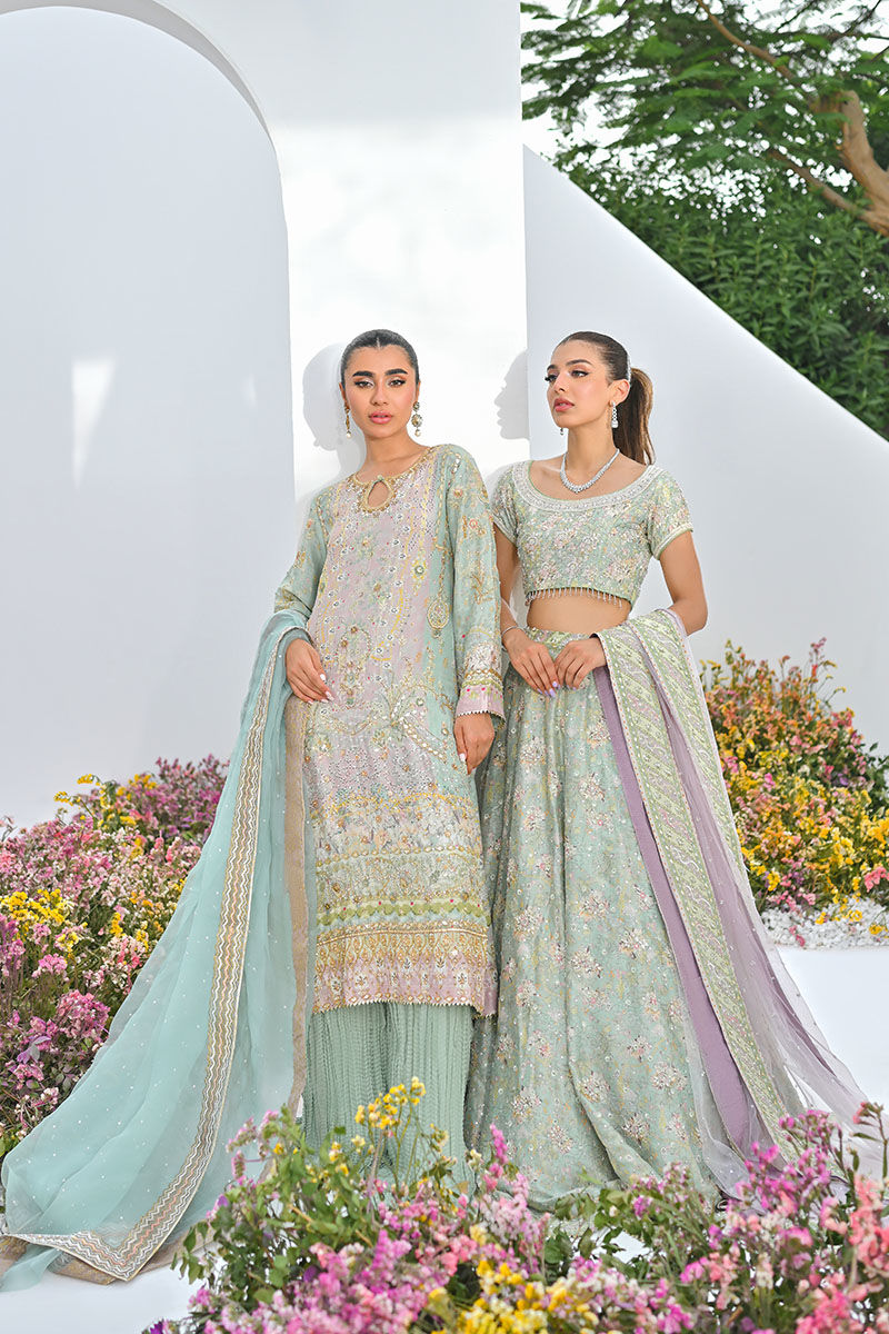 Mint Green Embellished Raw Silk Kurta Set (3-Piece) - Image 5