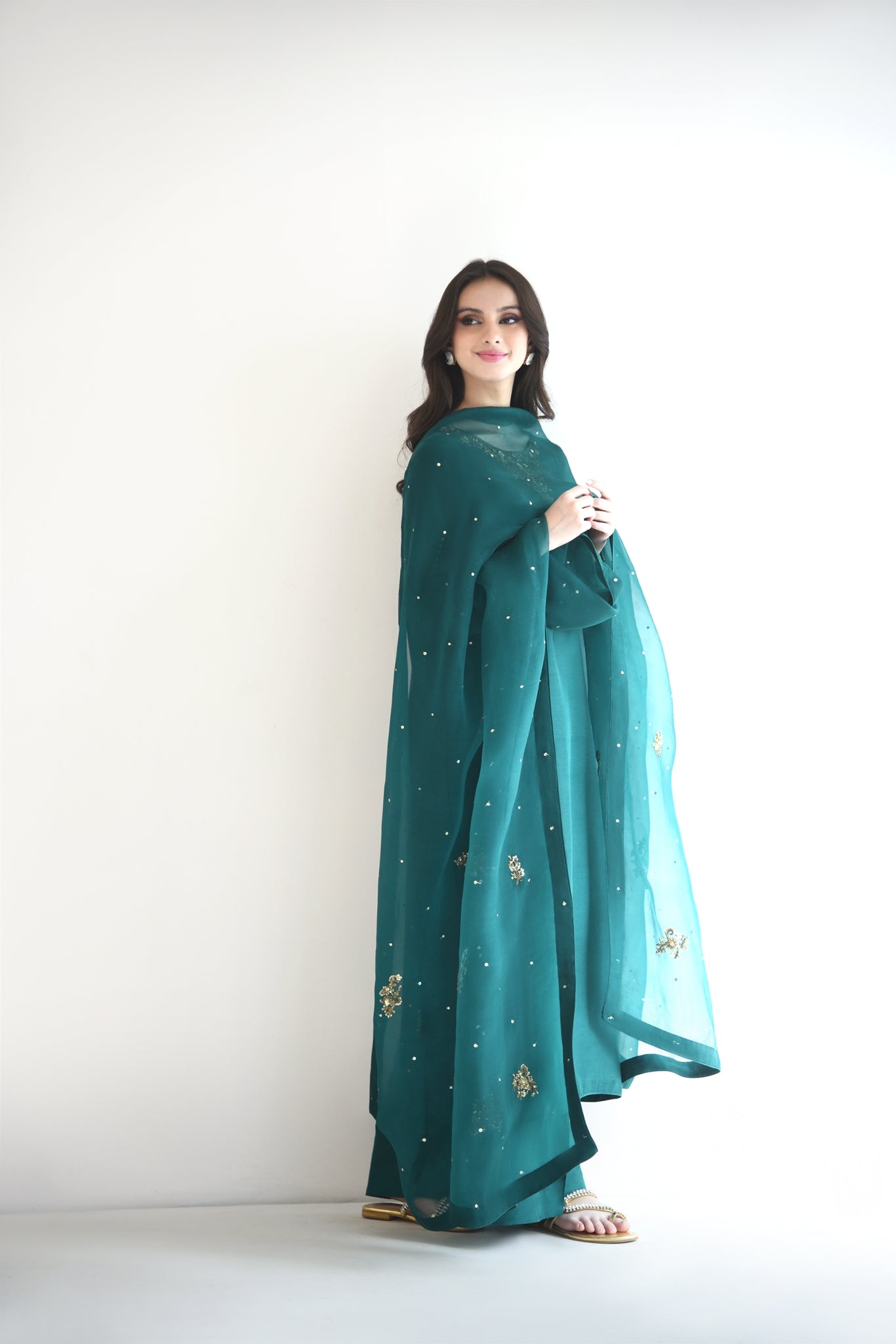 Emerald Hand Ada Embroidered Silk Salwar Kameez (3-Piece) - Image 2