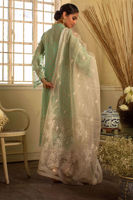 Pakistani Aqua Mint Kaamdani Silk Embroidered Salwar Kameez (3-Piece) - Image 5