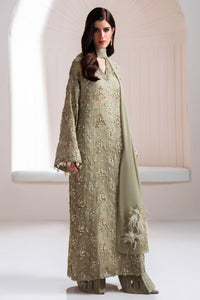 Sage Green Embellished Raw Silk & Chiffon Salwar Kameez (3-Piece) - Image 1