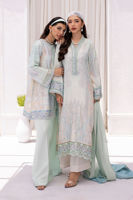 Mint Embellished Raw Silk Salwar Kameez (3-Piece) - Image 10