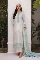 Mint Embellished Raw Silk Salwar Kameez (3-Piece) - Image 2