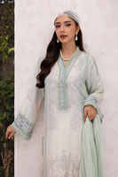Mint Embellished Raw Silk Salwar Kameez (3-Piece) - Image 3