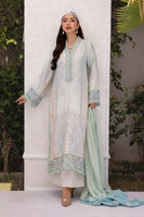 Mint Embellished Raw Silk Salwar Kameez (3-Piece) - Image 6