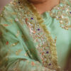 Pakistani Mint Green Zardozi Raw Silk Salwar Kameez (3-Piece) - Image 7