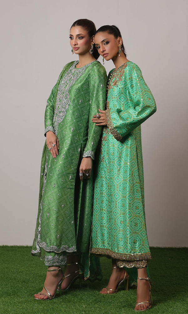 Soft Green Zardozi Raw Silk Salwar Kameez (3-Piece) - Image 8