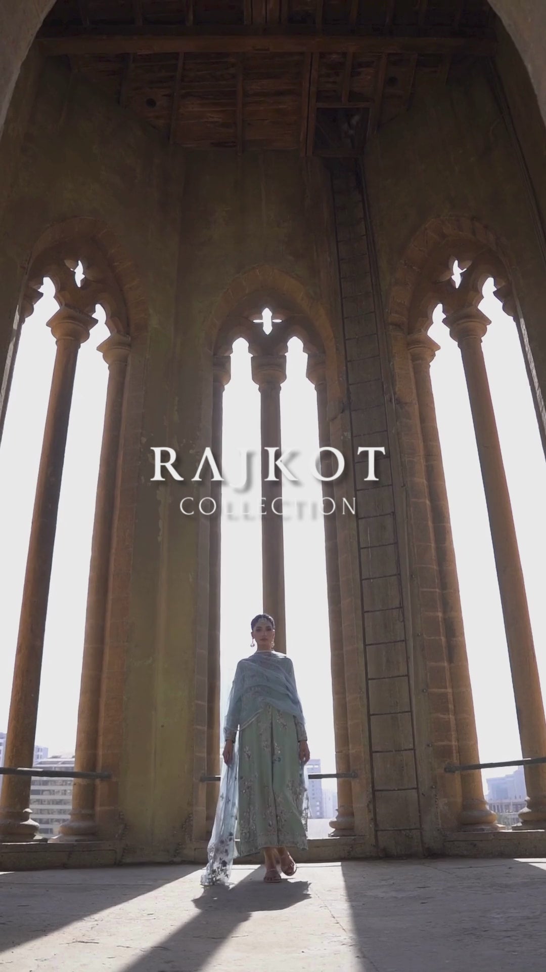 Mint Zardozi Raw Silk Choga & Izaar (3-Piece) - Image 9