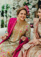 Pakistani Sage Green Embroidered Self Jamawar Sherwani-Cut Kameez (3-Piece) - Image 4