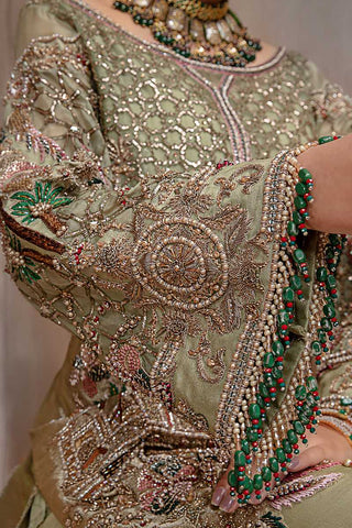 Pakistani Sage Green Embellished Silk-Blend Salwar Kameez (3-Piece) - Image 2