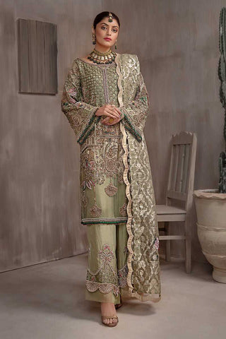 Pakistani Sage Green Embellished Silk-Blend Salwar Kameez (3-Piece) - Image 3