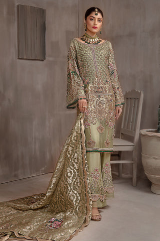 Pakistani Sage Green Embellished Silk-Blend Salwar Kameez (3-Piece) - Image 5