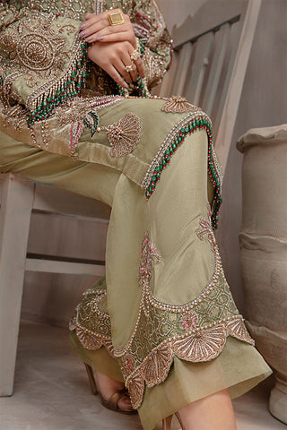 Pakistani Sage Green Embellished Silk-Blend Salwar Kameez (3-Piece) - Image 7