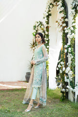 Pakistani Mint Green Cutwork Dabka Silk-Blend Salwar Kameez (3-Piece) - Image 4