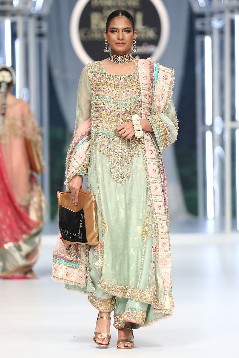Sage Green & Lilac Embroidered Silk-Blend Salwar Kameez (3-Piece) - Image 3