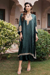 Pakistani Emerald Kashmiri Embroidered Silk Phiran (3-Piece) - Image 4