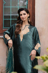 Pakistani Emerald Kashmiri Embroidered Silk Phiran (3-Piece) - Image 7