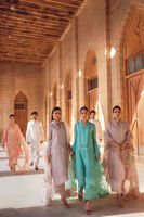 Aqua Green Embroidered Silk Net Salwar Kameez (3-Piece) - Image 7