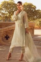 Pakistani Mint Embroidered Silk Net Salwar Kameez (3-Piece) - Image 2