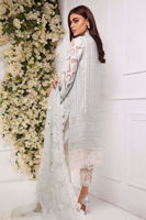 Pakistani Pale Mint Embroidered Silk Net Salwar Kameez (3-Piece) - Image 4