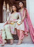 Mint Green Embroidered Silk Salwar Kameez (3-Piece) - Image 3