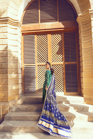 Pakistani Emerald Green Zardozi Silk Long Shirt (3-Piece) - Image 5