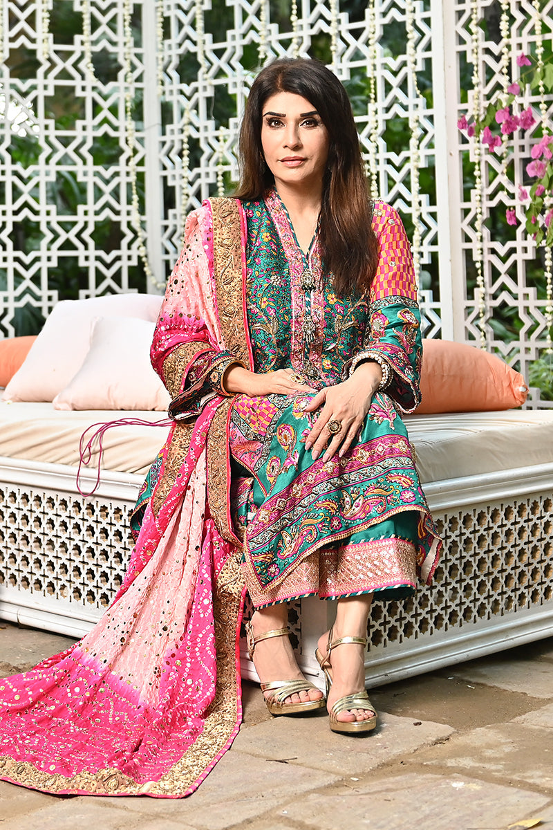 Emerald Zardozi Silk Kurta Set (3-Piece) - Image 2