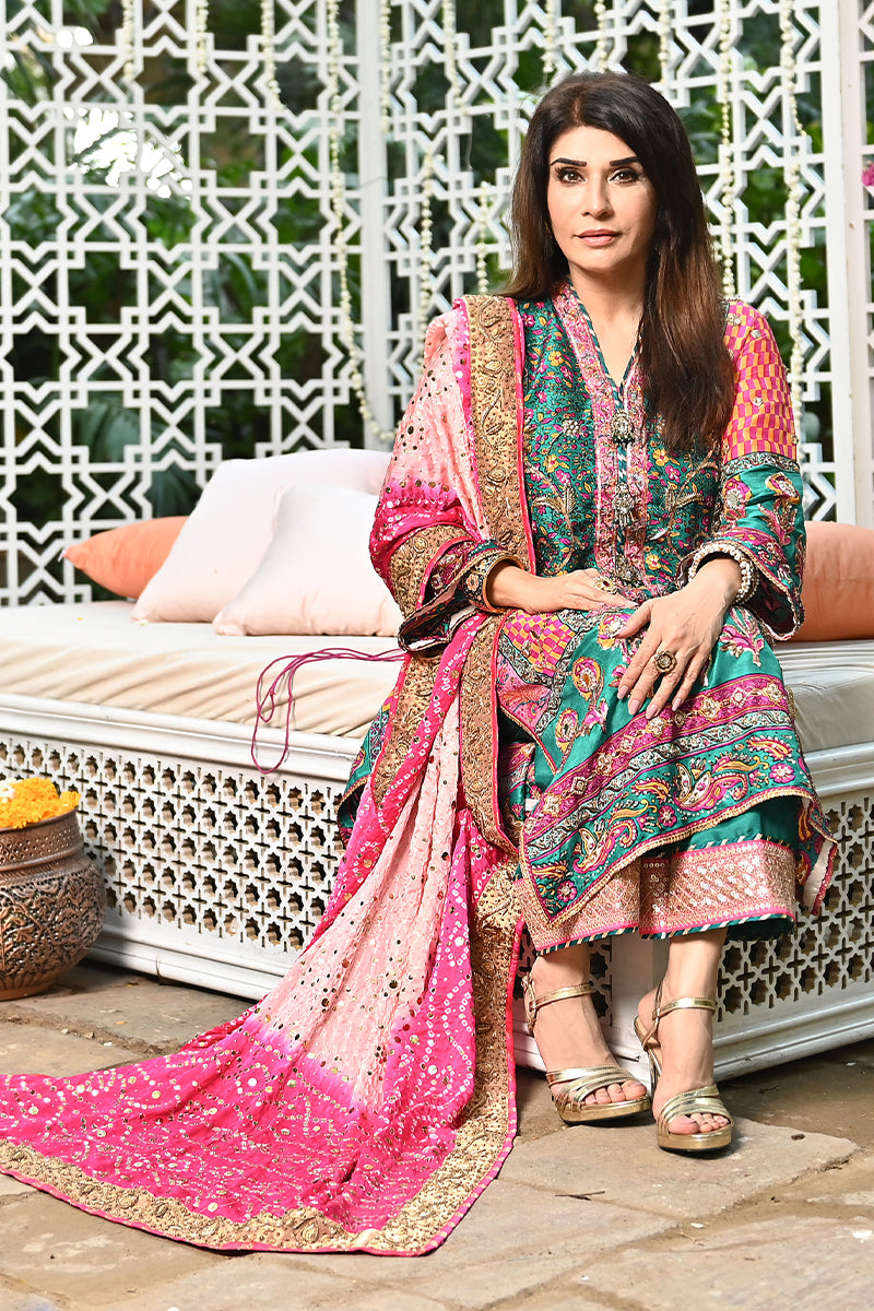 Emerald Zardozi Silk Kurta Set (3-Piece) - Image 4