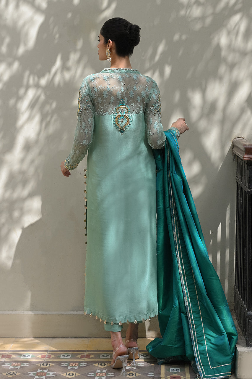 Seafoam Zardozi Silk Salwar Kameez (3-Piece) - Image 5