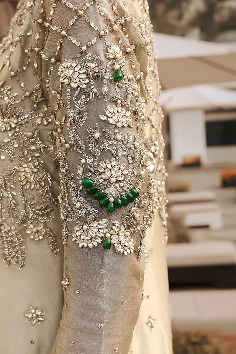 Pakistani Pastel Green Zardozi Tissue Salwar Kameez (3-Piece) - Image 7