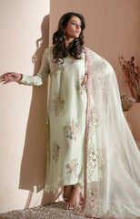 Pakistani Mint Green Embellished Tussle Silk Salwar Kameez (3-Piece) - Image 3