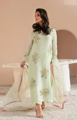 Pakistani Mint Green Embellished Tussle Silk Salwar Kameez (3-Piece) - Image 6