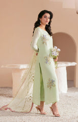 Pakistani Mint Green Embellished Tussle Silk Salwar Kameez (3-Piece) - Image 7