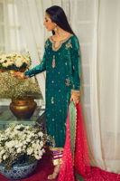 Deep Sea Green Embroidered Velvet Salwar Kameez (3-Piece) - Image 6