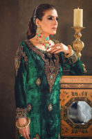 Alhambra Green Embroidered Velvet Salwar Kameez (3-Piece) - Image 6