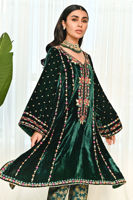 Emerald Green Embroidered Velvet Salwar Kameez (3-Piece) - Image 5