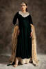 Pakistani Emerald Green Handworked Velvet Salwar Kameez (3-Piece) - Image 2