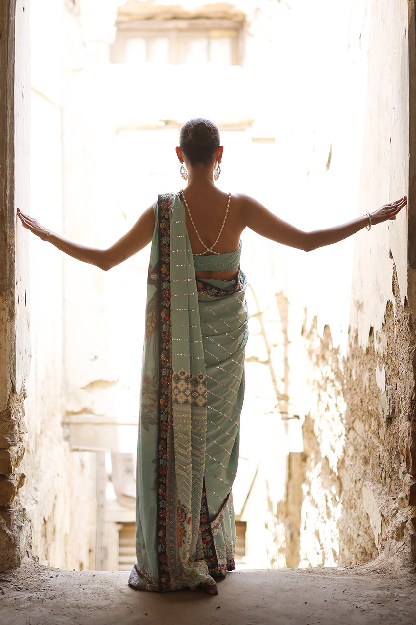 Ferozi Zardozi Charmeuse Silk Saree (3-Piece) - Image 10