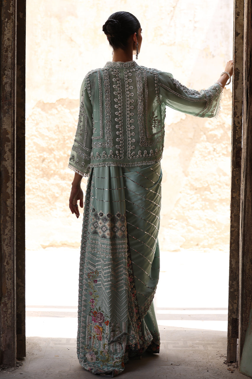 Ferozi Zardozi Charmeuse Silk Saree (3-Piece) - Image 4