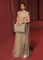 Pakistani Pistachio Sequin Net Saree with Satin Blouse (2-Piece) - Image 2